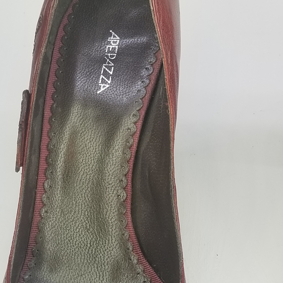 Apepazza Sz8.5 Red Leather Applique Floral Heels - Picture 10 of 14
